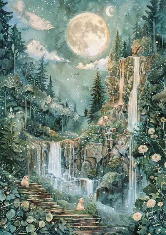 Watercolor collage of bear cubs | Di-Bond