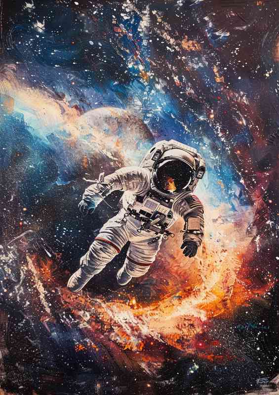 Astronaut cosmic galaxy and black hole | Canvas