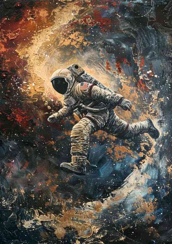 Astronaut flies over a cosmic galaxy | Canvas