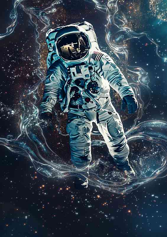 Astronaut floating stars and swirls in the galaxy | Di-Bond