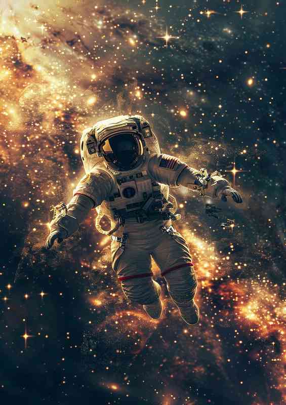 Astronaut in space and surrounded by a galaxy | Di-Bond