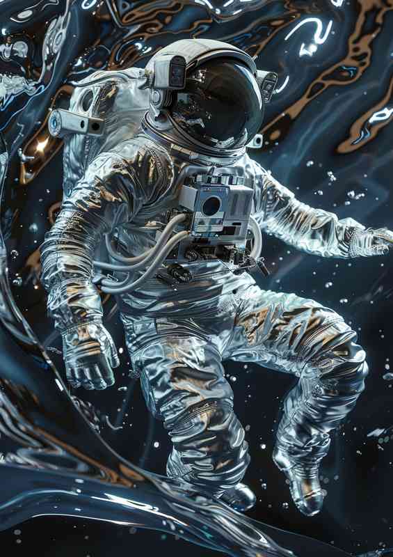Astronaut is floating with stars and swirls | Canvas