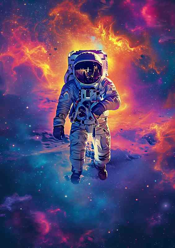 Astronaut walking on space clouds | Canvas