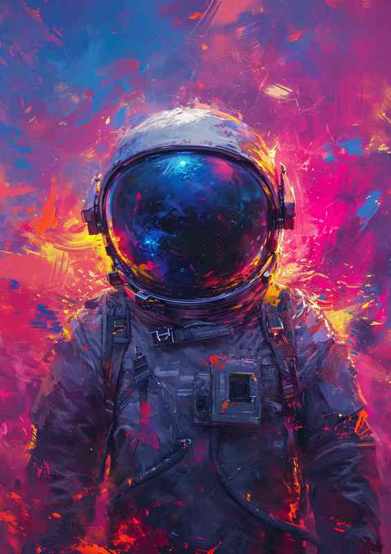 Astronaut with a array of colours in space | Canvas