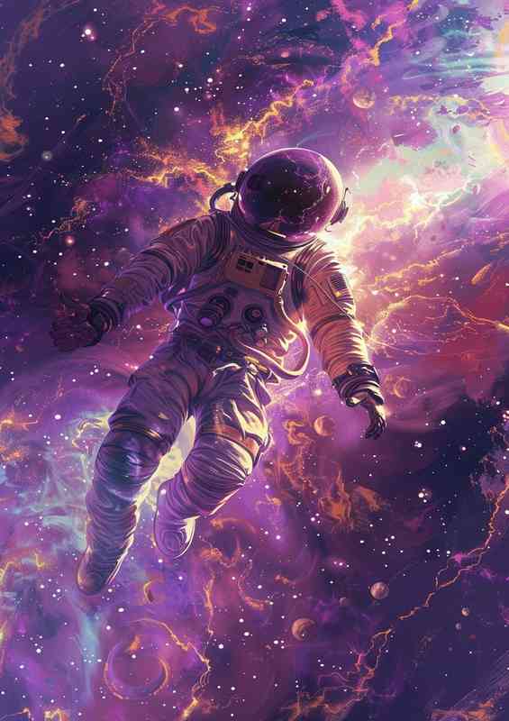 Astronaut with purple space matter | Canvas