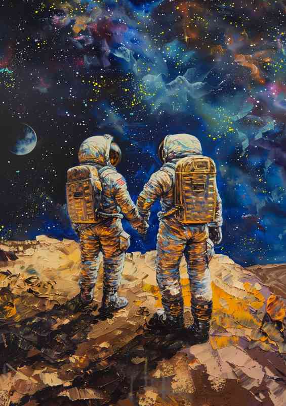 Astronauts looking out into the galaxy | Canvas