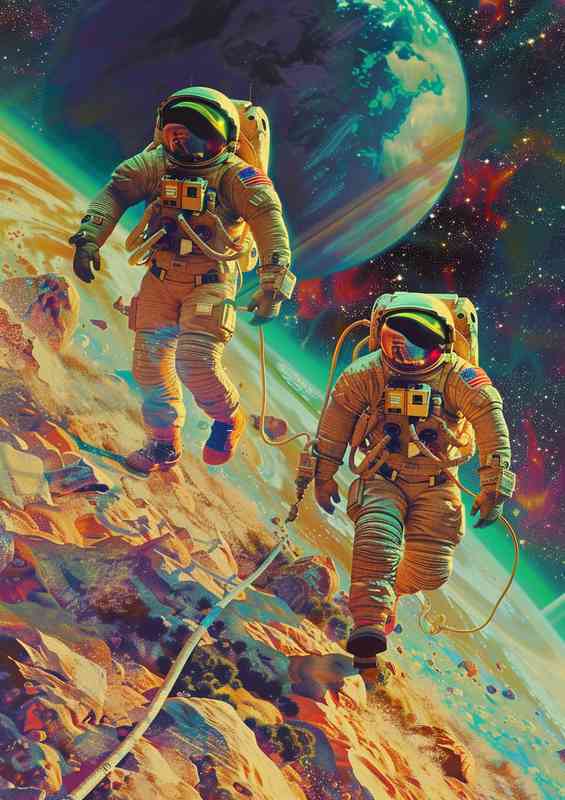 Astronauts walking over space matter | Di-Bond