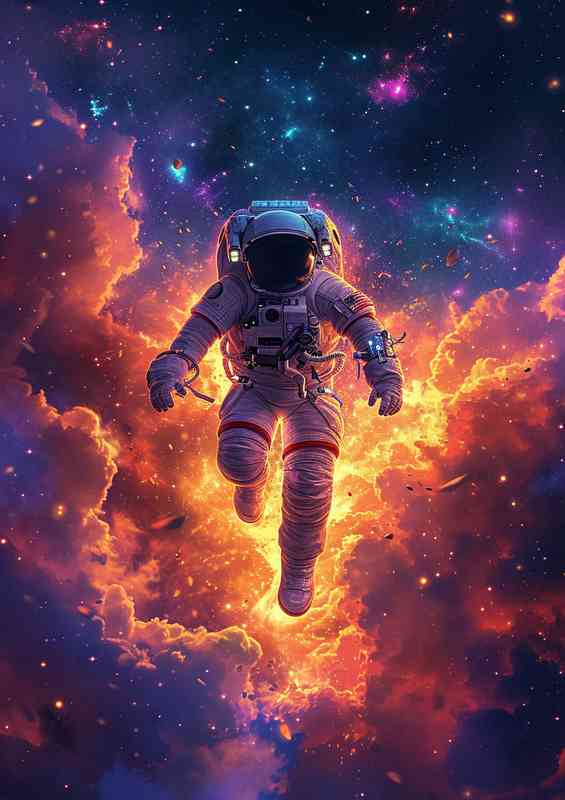 Flying astronaut flying through space | Poster