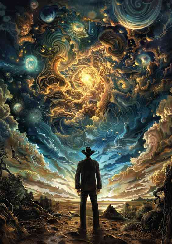 Man looking into nebula deep sky | Di-Bond