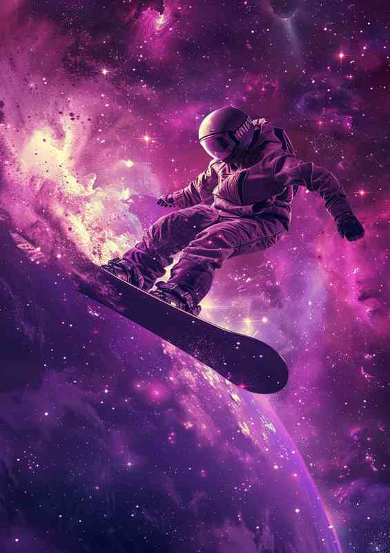Man on a snowboard flying through space | Canvas