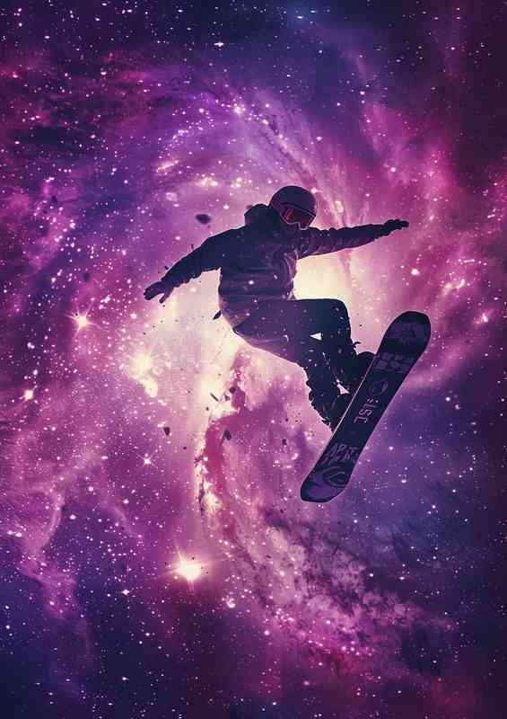 Person on a snowboard flying in space | Di-Bond