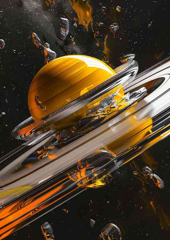 Saturn in space style of realistic sculpture | Canvas