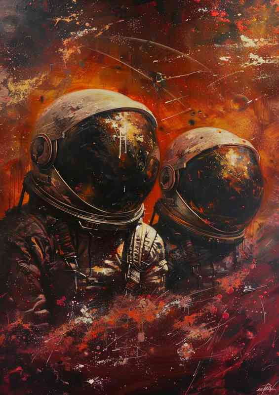 Space men in space wearing helmets | Poster