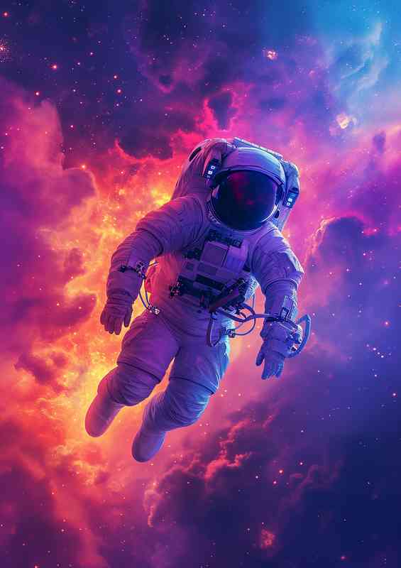 Spaceman flying through the clouds | Canvas