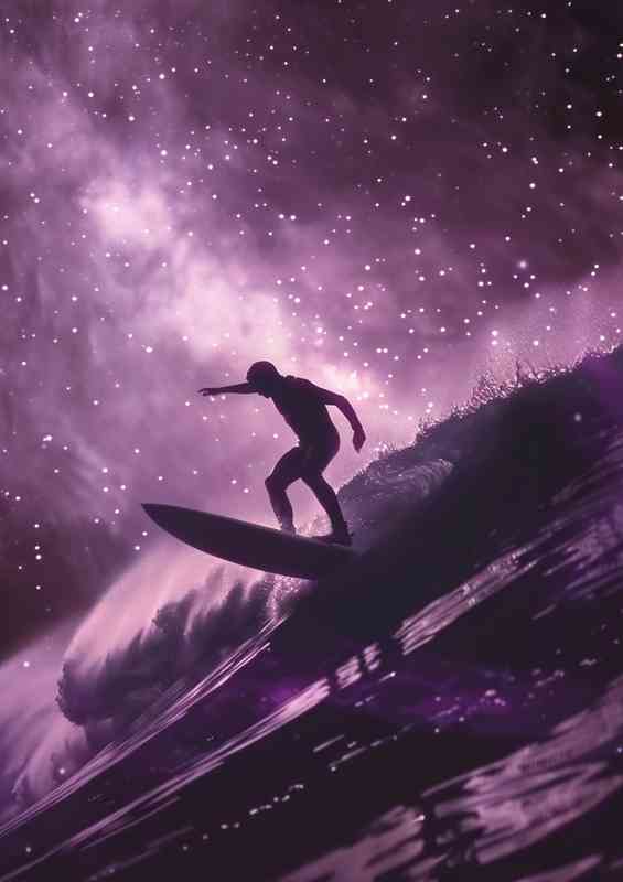 Surfboarder on a surfboard in space | Canvas