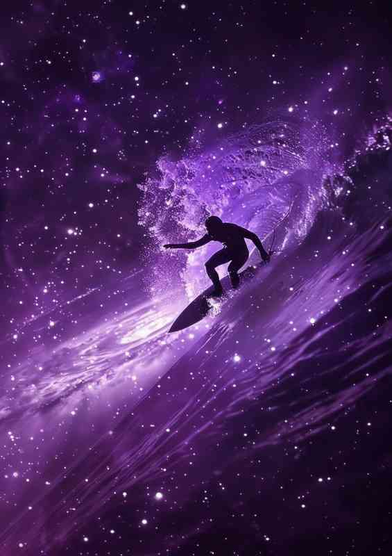 Surfer in space on a surfboard | Poster