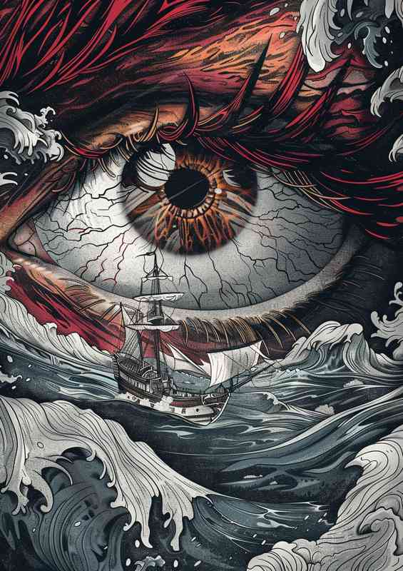 Eye Ship in the ocean in the style of fantasy | Poster