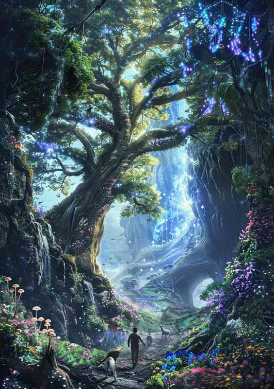 The enchanted forest with tall trees | Metal Poster