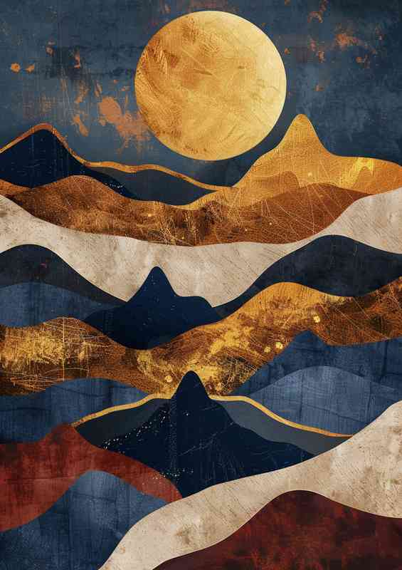 Abstract mountains with nice tonal colours | Metal Poster