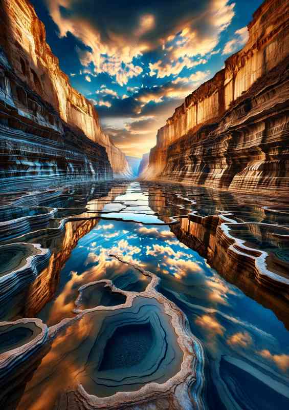 Canyon where the walls entirely of natural mirror formations | Canvas