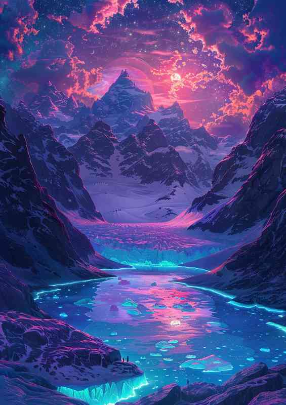 Glacier is glow on the mountains_from the sky | Di-Bond