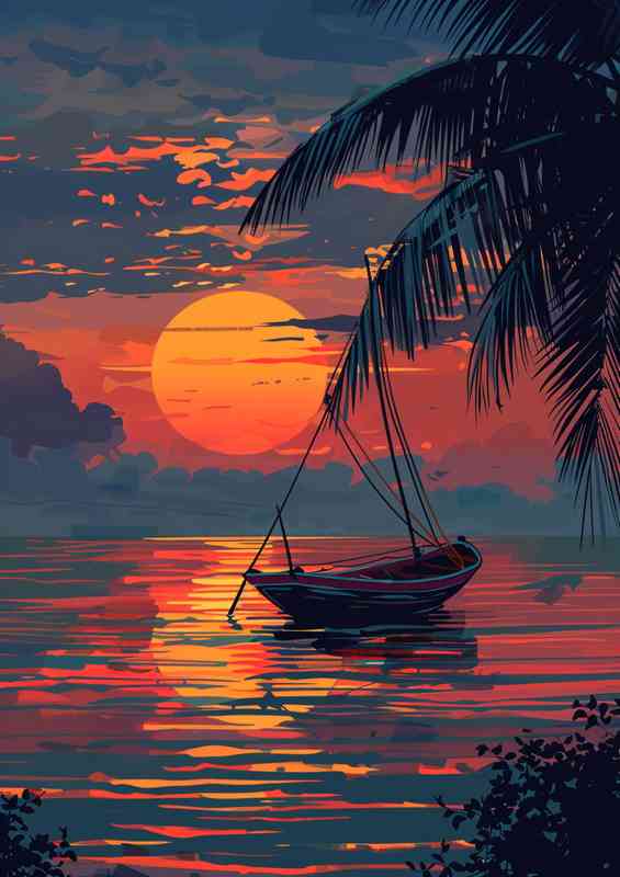 Sail boat in the dusk sunset | Poster