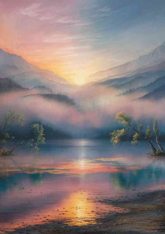 Still waters with fog | Metal Poster