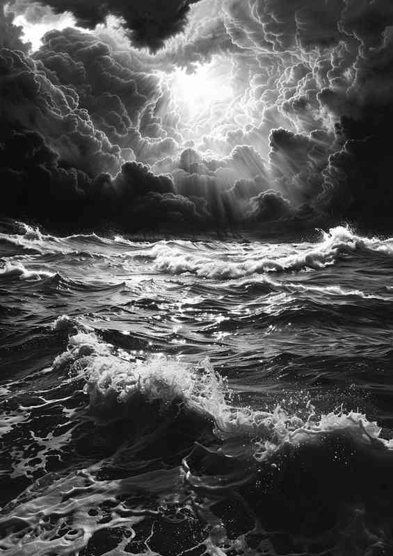 Strormy black and white sea | Di-Bond