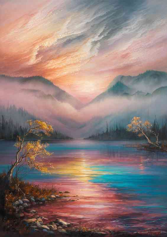 The still Lake waters setting fog | Di-Bond