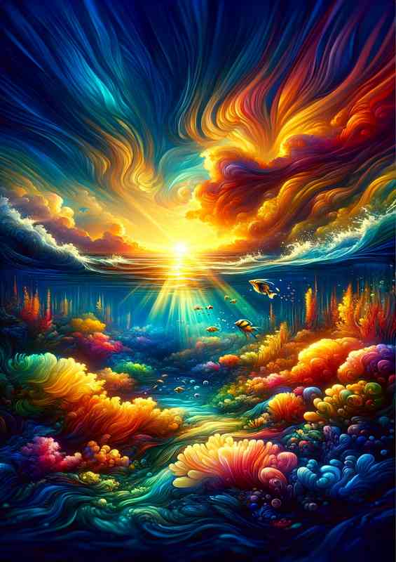Underwater seascape at sunset | Poster