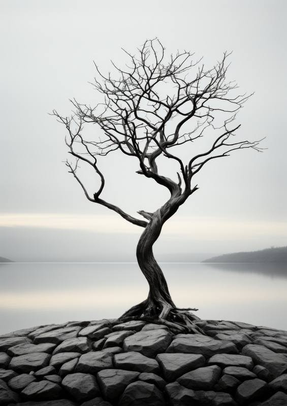 Abstract signle Tree black and white | Canvas