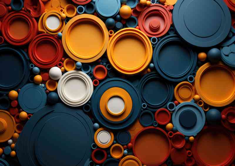 Potted circle colours abstract form | Metal Poster