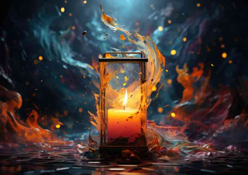 Smokey shapes blowing through the candle | Poster