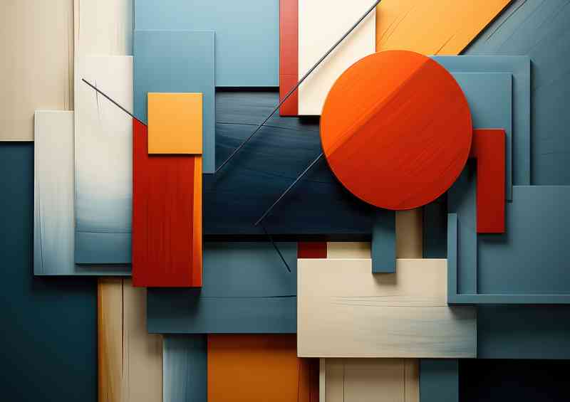 Various shapes and colours lines abstract wall | Canvas