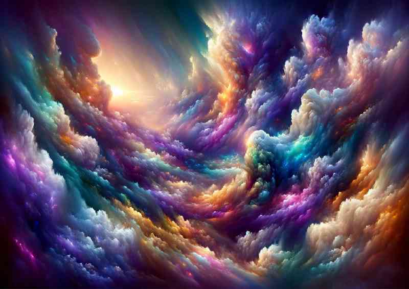 surreal skyscape with clouds that swirl in a dance of vibrant hues | Canvas