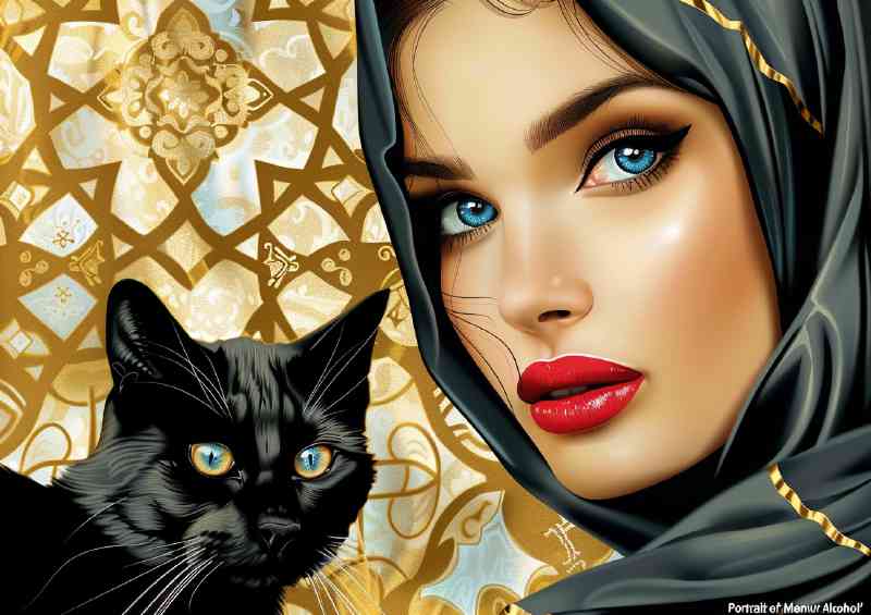 Beautiful woman with blue eyes and black hair | Canvas