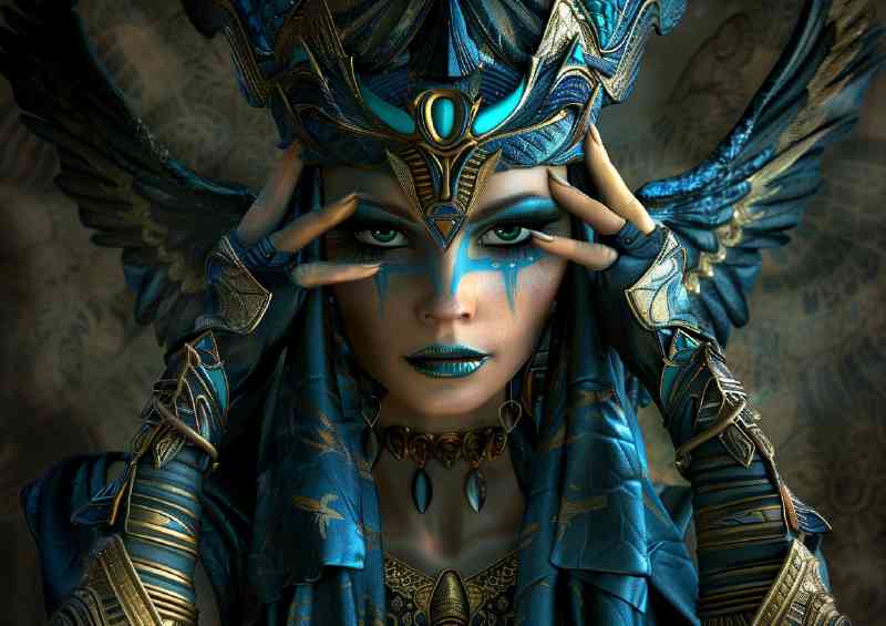Egyptian goddess in blue and glod | Di-Bond