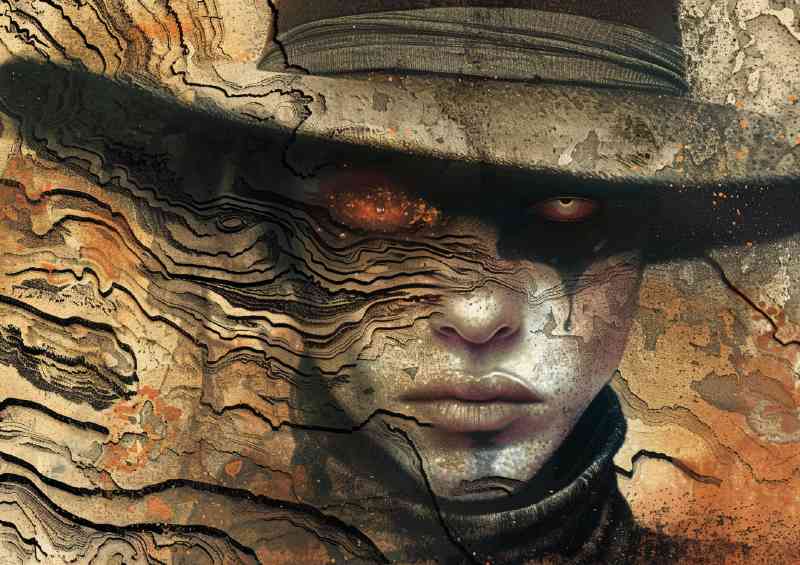 Man with a hat and make up | Metal Poster