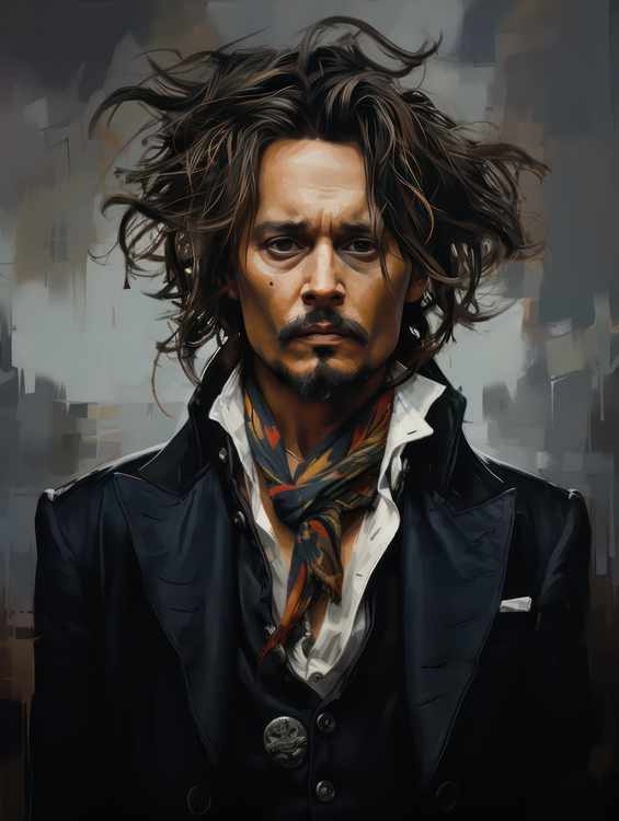 Caricaturist of Johnny Depp serious look | Canvas