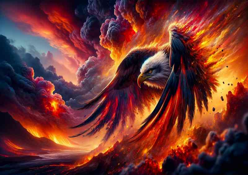 Eagle its feathers ablaze with a spectrum of reds | Poster
