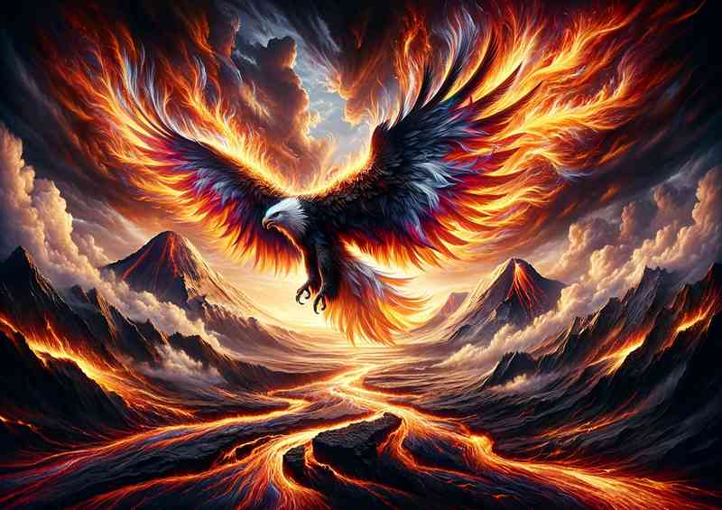 Majestic Eagle its wings a dramatic fusion of blazing sunset | Poster