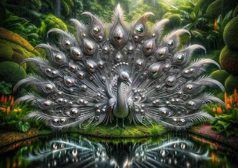 Metallic Peacock its feathers an elaborate array of iridescent steel | Poster