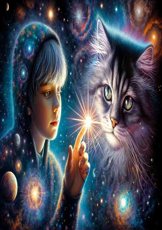 A girl and a cosmic cat | Di-Bond