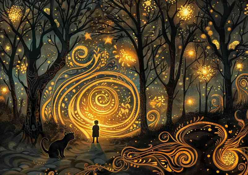 Cat in a magical forest | Canvas