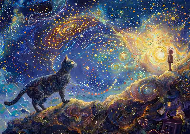 Cat walking on a dark cloud | Metal Poster