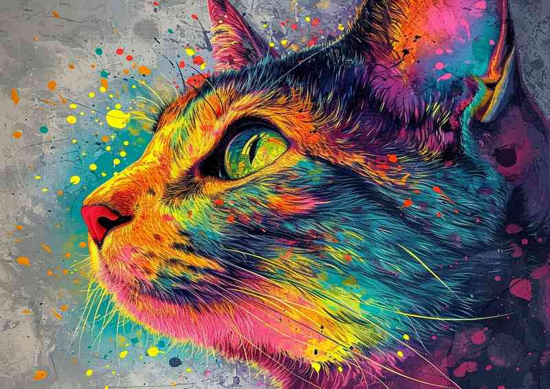 Colourful cat gazing into the sky | Di-Bond