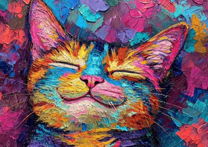 Colourful cat with a smilly face | Canvas
