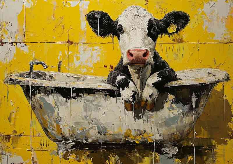 Cow in the bathtub street art | Canvas