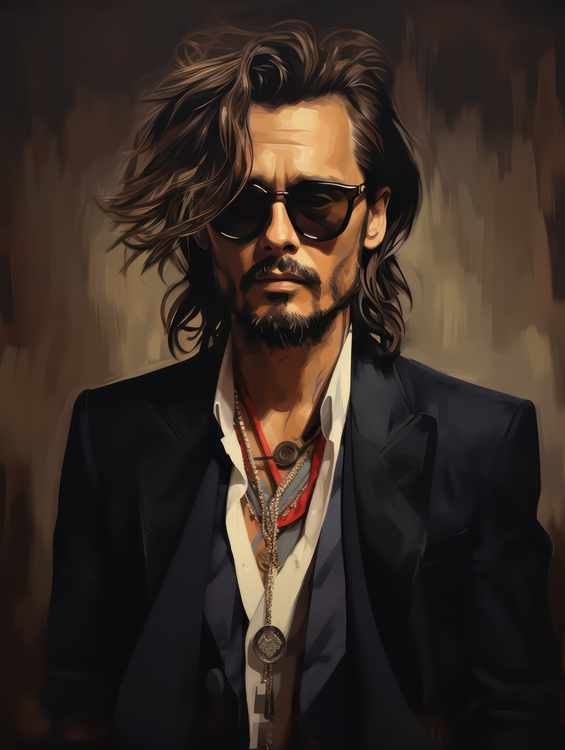 Caricaturist of Johnny Depp with glasses | Canvas