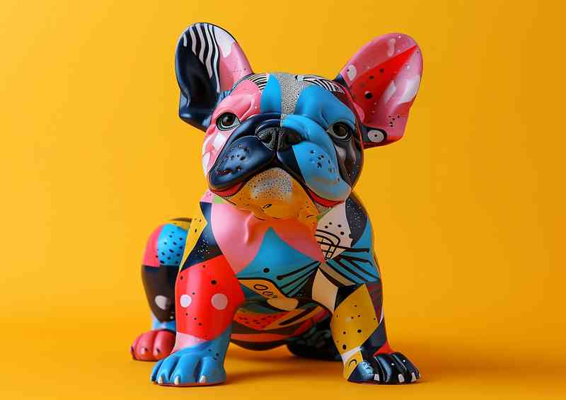 French buldog in a multi coloured abstract | Poster